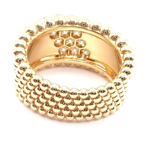 Van Cleef & Arpels 18k Yellow Gold Perlee Diamond 5 Row Band Ring Size 5.75 Cert - Picture 6 of 12